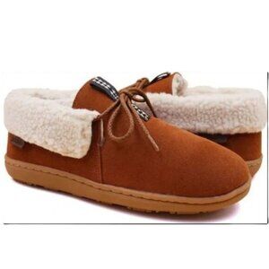 Pendleton Slipper Cabin Fold Leather Rubber Bottom Shearling Fleece Lined